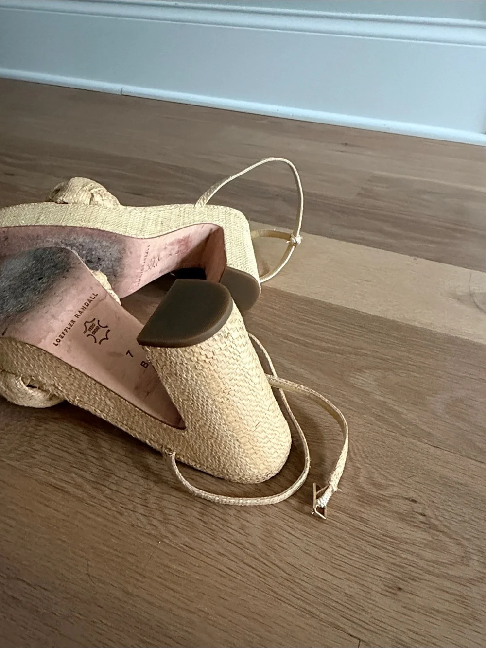 Loeffler Randall Braided Raffia Platform Slingback in Natural Tan